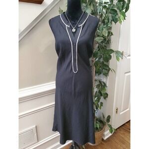 Ashley Stewart Women's Black Linen V-Neck Sleeveless Knee Length Dress Size 12W